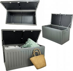 Skrzynia ogrodowa kontrast Duża skrzynia ogrodowa kufer schowek 270L szara 3