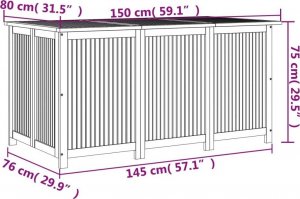 Skrzynia ogrodowa vidaXL Skrzynia ogrodowa, 150x80x75 cm, lite drewno akacjowe 8