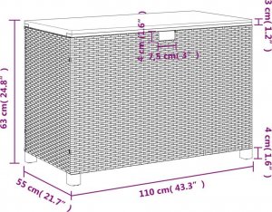 Skrzynia ogrodowa vidaXL Skrzynia ogrodowa, szara, 110x55x63 cm, polirattan i akacja 11