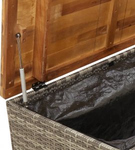 Skrzynia ogrodowa vidaXL Skrzynia ogrodowa, szara, 110x55x63 cm, polirattan i akacja 9
