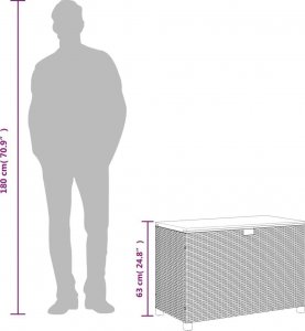 Skrzynia ogrodowa vidaXL Skrzynia ogrodowa, szara, 110x55x63 cm, polirattan i akacja 10