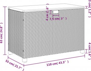 Skrzynia ogrodowa vidaXL Skrzynia ogrodowa, beżowa, 110x55x63 cm, polirattan i akacja 11