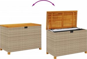 Skrzynia ogrodowa vidaXL Skrzynia ogrodowa, beżowa, 110x55x63 cm, polirattan i akacja 7