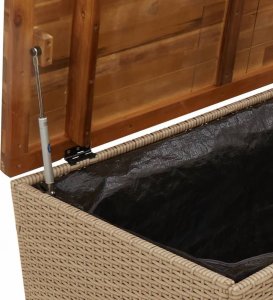 Skrzynia ogrodowa vidaXL Skrzynia ogrodowa, beżowa, 110x55x63 cm, polirattan i akacja 9
