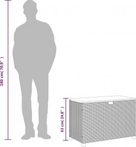 Skrzynia ogrodowa vidaXL Skrzynia ogrodowa, beżowa, 110x55x63 cm, polirattan i akacja 10