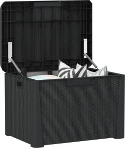 Skrzynia ogrodowa vidaXL Skrzynia ogrodowa z poduszką na siedzisku, antracyt, 125 L, PP 4