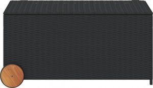 Skrzynia ogrodowa vidaXL Skrzynia ogrodowa z kółkami, czarna, 190 L, polirattan 4