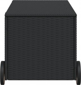 Skrzynia ogrodowa vidaXL Skrzynia ogrodowa z kółkami, czarna, 190 L, polirattan 5