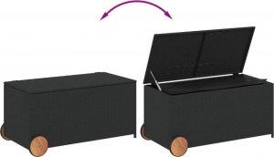 Skrzynia ogrodowa vidaXL Skrzynia ogrodowa z kółkami, czarna, 190 L, polirattan 7