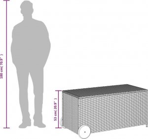 Skrzynia ogrodowa vidaXL Skrzynia ogrodowa z kółkami, czarna, 190 L, polirattan 10