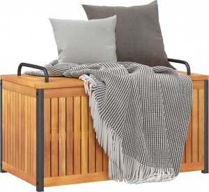 Skrzynia ogrodowa vidaXL Skrzynia ogrodowa, 85x45x45/53 cm, drewno akacjowe i stal 4