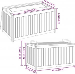 Skrzynia ogrodowa vidaXL Skrzynia ogrodowa, 85x45x45/53 cm, drewno akacjowe i stal 10