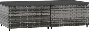 vidaXL Podnóżki ogrodowe z poduszkami, 2 szt., szare, polirattan 2