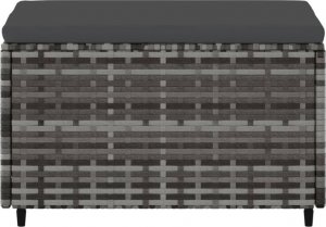 vidaXL Podnóżki ogrodowe z poduszkami, 2 szt., szare, polirattan 5