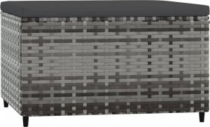 vidaXL Podnóżki ogrodowe z poduszkami, 2 szt., szare, polirattan 6