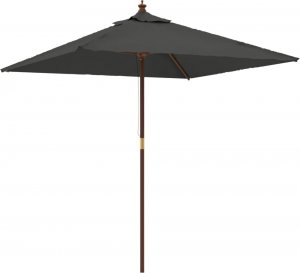 vidaXL Parasol ogrodowy na drewnianym słupku, antracyt, 198x198x231 cm 2
