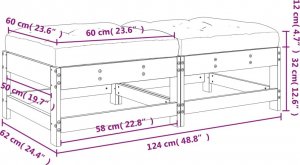 vidaXL Podnóżki ogrodowe z poduszkami, 2 szt., impregnowana sosna 10