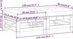 vidaXL Podnóżki ogrodowe z poduszkami, 2 szt., impregnowana sosna 10
