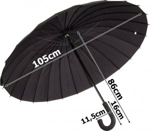 Verk Duży parasol parasolka czarna wytrzymała elegancka Duży parasol parasolka czarna wytrzymała elegancka 2