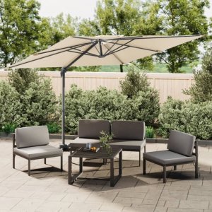 vidaXL Wiszący parasol z podwójną czaszą, piaskowy, 400x300 cm Lumarko! 1