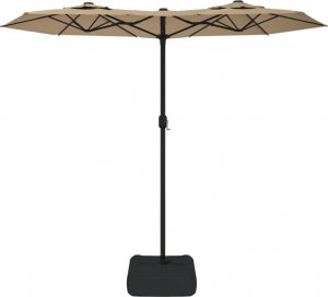 vidaXL Parasol ogrodowy podwójny z LED, taupe, 316x240 cm 4