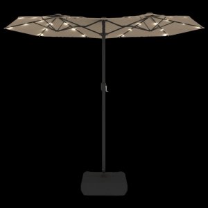 vidaXL Parasol ogrodowy podwójny z LED, taupe, 316x240 cm 6