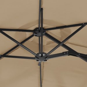 vidaXL Parasol ogrodowy podwójny z LED, taupe, 316x240 cm 8