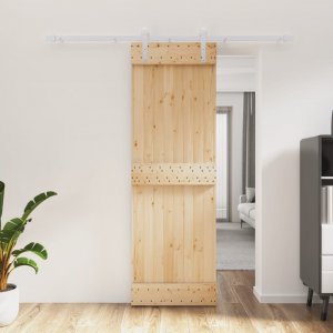 vidaXL Drzwi przesuwne z osprzętem, 70x210 cm, lite drewno sosnowe 1