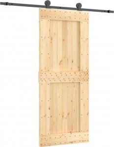 vidaXL vidaXL Drzwi przesuwne z osprzętem, 85x210 cm, lite drewno sosnowe 1