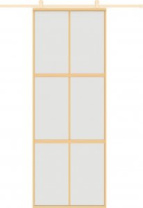 vidaXL Drzwi przesuwne, złote, 76x205 cm, mrożone szkło ESG, aluminium 3