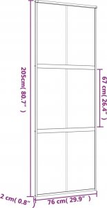 vidaXL Drzwi przesuwne, złote, 76x205 cm, mrożone szkło ESG, aluminium 8