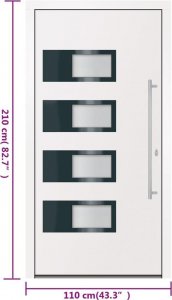 vidaXL Drzwi wejściowe, białe, 110x210 cm, aluminium i PVC 11