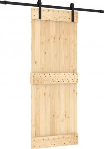 vidaXL Drzwi przesuwne z osprzętem, 80x210 cm, lite drewno sosnowe Lumarko! 1