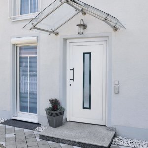 vidaXL Drzwi wejściowe, białe, 98x200 cm, PVC Lumarko! 1