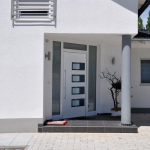 vidaXL Drzwi wejściowe, białe, 100x210 cm, aluminium i PVC Lumarko! 1