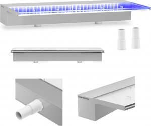 Uniprodo Wylewka wodospadowa kaskada ścienna do ogrodu stawu LED 60 cm wypływ 135 mm 1