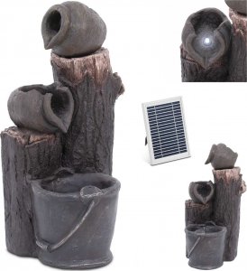 Hillvert Fontanna kaskada ogrodowa solarna z oświetleniem LED 2 naczynia z wiadrem 3 W Fontanna kaskada ogrodowa solarna z oświetleniem LED 2 naczynia z wiadrem 3 W 1