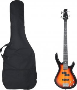 vidaXL Gitara basowa dla początkujących, z torbą, brązowa, 4/4, 46" Lumarko! 1