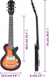 vidaXL Gitara elektryczna z pokrowcem, brązowo-częściowyarna, 3/4, 30" 12