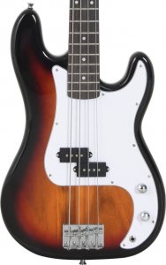 vidaXL Gitara basowa dla początkujących, z torbą brązowo-biała 4/4 46" 6