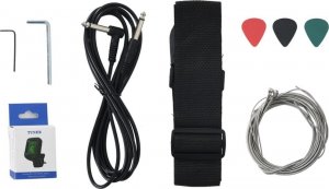 vidaXL Gitara basowa dla początkujących, z torbą brązowo-biała 4/4 46" 9