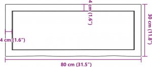vidaXL Blat do łazienki, 80x30x(2-6) cm, surowe, lite drewno 9