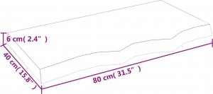 vidaXL Blat do łazienki, 80x40x(2-6) cm, surowe, lite drewno 8