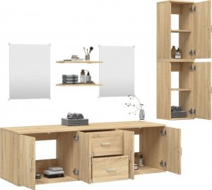 vidaXL vidaXL 7-częściowy zestaw mebli łazienkowych, kolor dębu 3