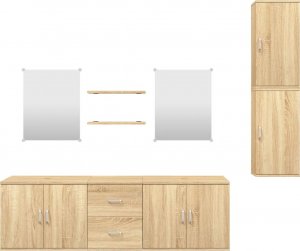 vidaXL vidaXL 7-częściowy zestaw mebli łazienkowych, kolor dębu 4