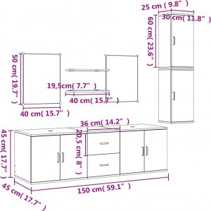 vidaXL vidaXL 7-częściowy zestaw mebli łazienkowych, kolor dębu 8