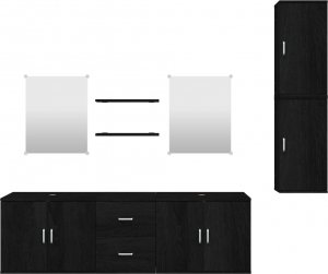 vidaXL 7-częściowy zestaw mebli łazienkowych, czarny 4