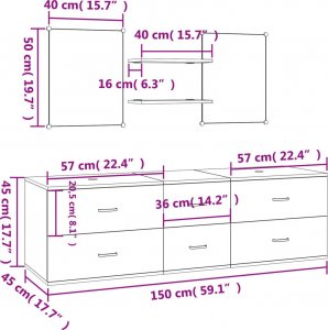vidaXL vidaXL 5-częściowy zestaw mebli łazienkowych, kolor dębu 9