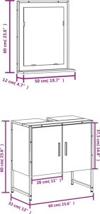 vidaXL 2-częściowy zestaw szafek łazienkowych, szary dąb sonoma 11