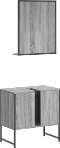 vidaXL 2-częściowy zestaw szafek łazienkowych, szary dąb sonoma 8